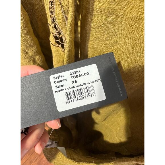 ONE TEASPOON Tobacco Tan Embroidered Lace Cutout Long Sleeve Jumpsuit Size XS - Picture 12 of 12